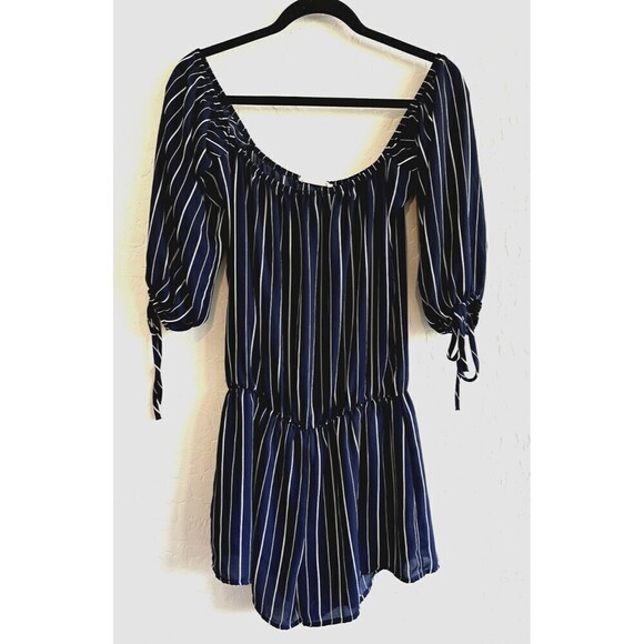 Honey Punch Pants - Honey Punch Navy Nautical Romper Woman's Size M Shorts Summer Beachy